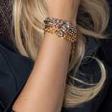Gerecycled stainless steel armband goldplated met wit zirkonia