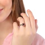 Gerecycled stainless steel ring met rhodolite zirkonia