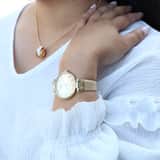 Stainless steel goldplated cadeauset met kristal voor dames