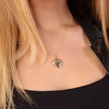 9 Karaat ketting met hartmedaillon met bloemen
