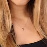 9 karaat ketting met hanger kruis met diamant voor dames
