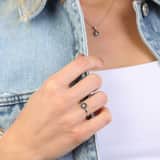 Zilveren ring rond Bali met kristal