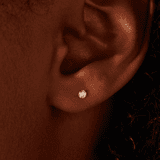 Runde 585 Gelbgold-Ohrringe mit Zirkonia, 3 mm
