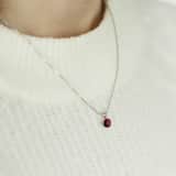 Zilveren ketting kristal ruby