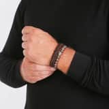 Edelstahl-Set mit braunem Leder und Bronzit