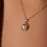 Halskette & Anhänger, 925 Silber, Süßwasserperle, Zirkonia