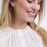 14K gouden oorbellen met parel & diamant 0,02ct