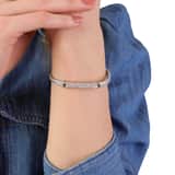 Stainless steel goldplated fantasiearmband met wit kristal voor dames