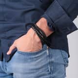 Byoux-Lederarmbandset, Herren, schwarz