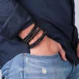 Byoux-Lederarmbandset, Herren, schwarz
