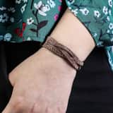 Bijoux goudkleurige fantasiearmband vlecht bruin voor dames
