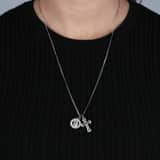 Bijoux zilverkleurige ketting met hanger met kruis en munt voor dames