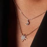 Zilveren ketting layering halve maan/galaxy ster