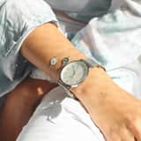 Zilveren armband disc galaxy ster met zirkonia