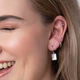 Zilveren oorknoppen met zirkonia ketting voor dames