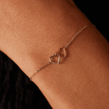 Silberarmband, 2 Herzen, silber/rosé