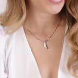Zilveren ketting&hanger mat/glans zirkonia