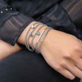 Gerecycled stainless steel armband bol/bar light sapphire kristal