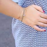 Gerecycled stainless steel armband bol/rond licht roze kristal