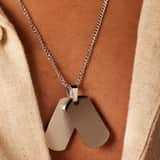 Gerecycled stainless steel ketting met hanger 2 platen voor heren