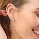 Ohrringe aus 925er Silber, rund, 9 mm, mit Zirkoniabesatz