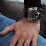 Herrenarmband aus Edelstahl, schwarz, Silikon
