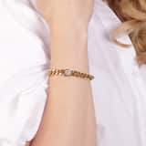 Stainless steel goldplated schakelarmband met zirkonia voor dames