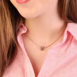 Stainless steel roséplated ketting met hanger met zirkonia voor dames