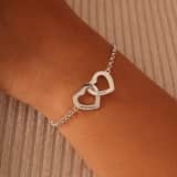 Armband, 925 Silber, Herzchen, Gravur