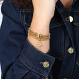 Stainless steel goldplated fantasiearmband met hanger met kristal voor dames
