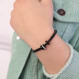 Stainless steel armband mesh kristal blackplated