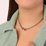 Donna mae stainless steel ketting mesh met kristal voor dames