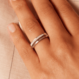 2-reihiger Edelstahl eternity ring mit Kristall