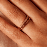 2-reihiger, rotvergoldeter Edelstahl eternity ring mit Light Peach
