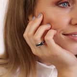 Stainless steel ring met zwarte zirkonia