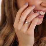 Weißer Solitär-Ring, 375 Gold, mit Zirkonia