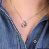 Zilveren ketting hart gravering zirkonia voor dames