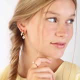 Stainless steel goldplated oorringen met hanger met zirkonia voor dames