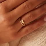 Doppelring, 585 Gelbgold, Herz und Zirkonia