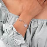 Zilveren bedelarmband harten/love