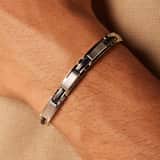 Gerecycleerd stainless steel armband schakel zwart