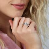 Ring, 925 Silber, Gravur, 2-teilig, Zirkonia