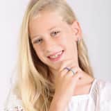 Gerecycled stainless steel kinderring met emaille aqua