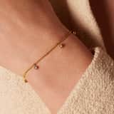 Stainless steel goldplated fantasiearmband  met hanger met zirkonia voor dames