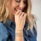 Armband, Edelstahl, vergoldet, mit blauen Perlen