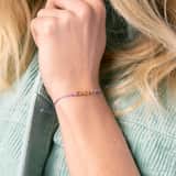Kordelarmband, 925 Silber, vergoldet, lila, Zierglieder