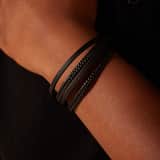 Herrenarmband, Edelstahl, geschwärzt, geflochtenes Leder
