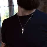 Gerecycled stainless steel herenketting met hanger plaat