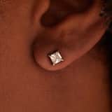 Ohrringe, Edelstahl, rund, mit Zirkonia, 4 mm