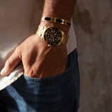 Stainless steel goldplated herenschakelarmband